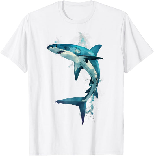 Mako Shark in Action Dynamic Mako Shark Design Mako Art T-Shirt - T-Shirt | White