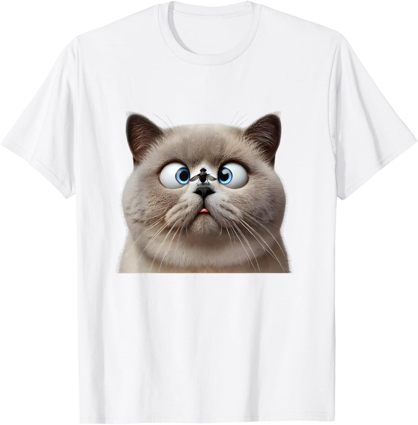 Funny Cross Eyed British Shorthair Cat Women Kids T-Shirt - T-Shirt | White