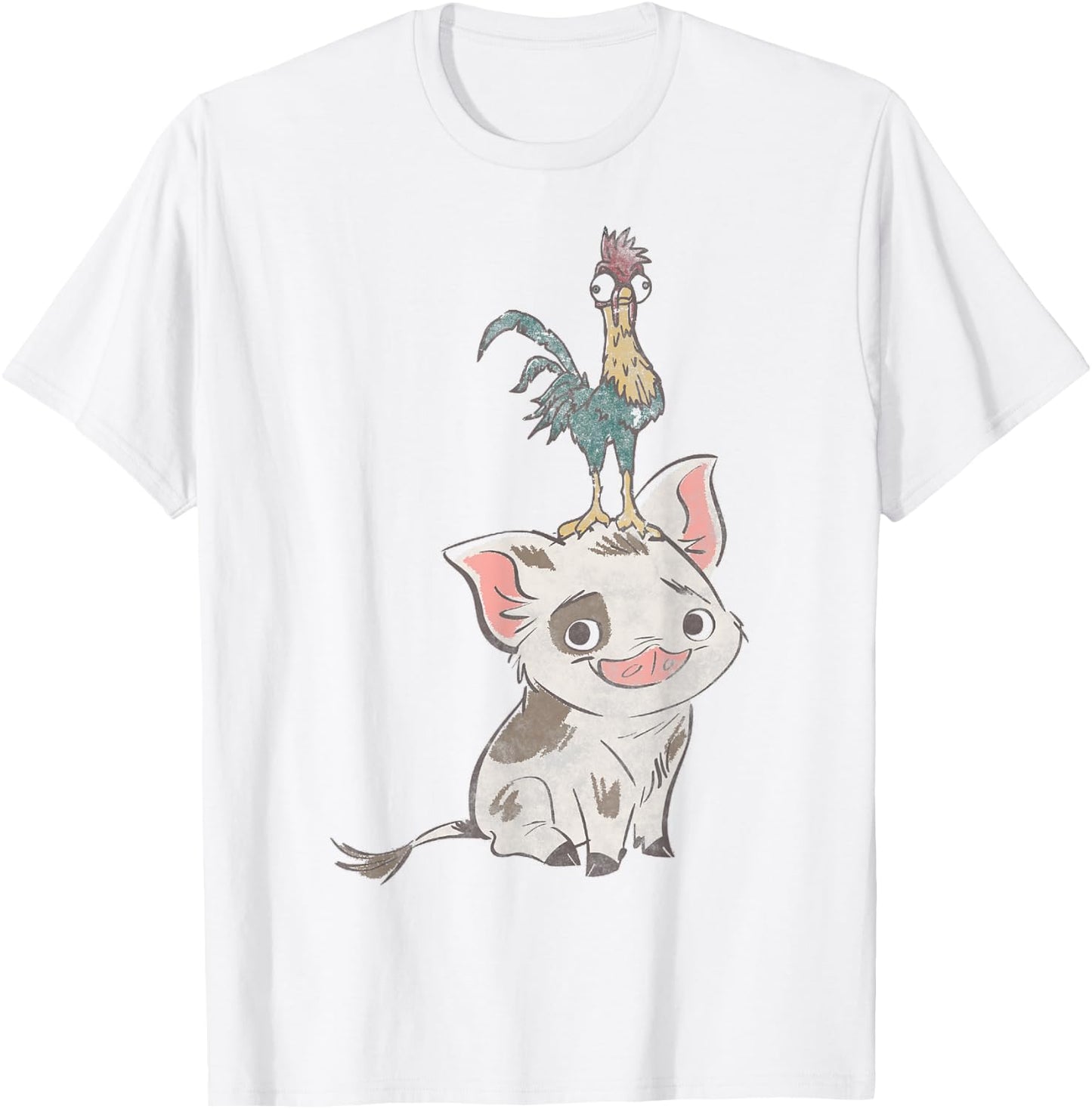 Disney Moana Pua And Hei Hei Simple Portrait T-Shirt - T-Shirt | White