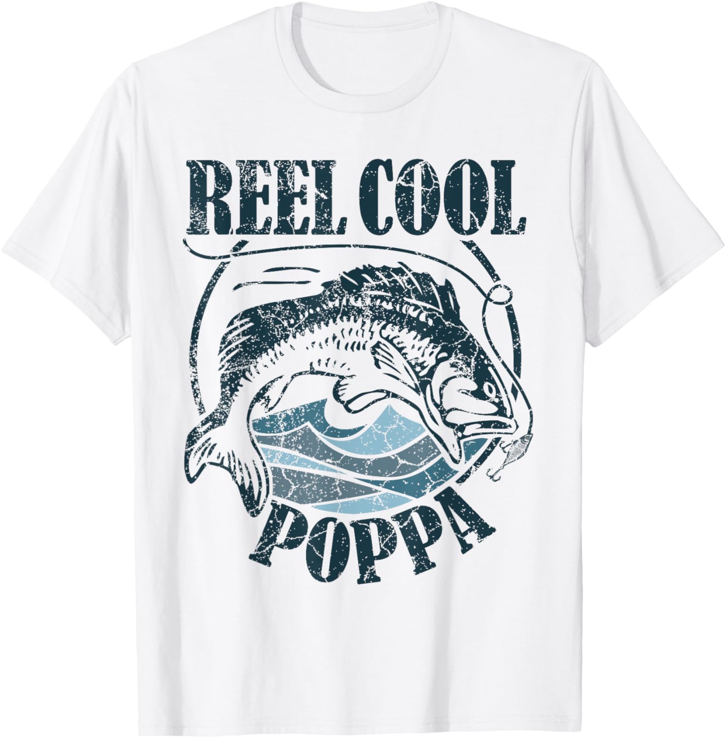Reel Cool Poppa Fishing Grandpa Father's Day Fisherman T-Shirt - T-Shirt | White