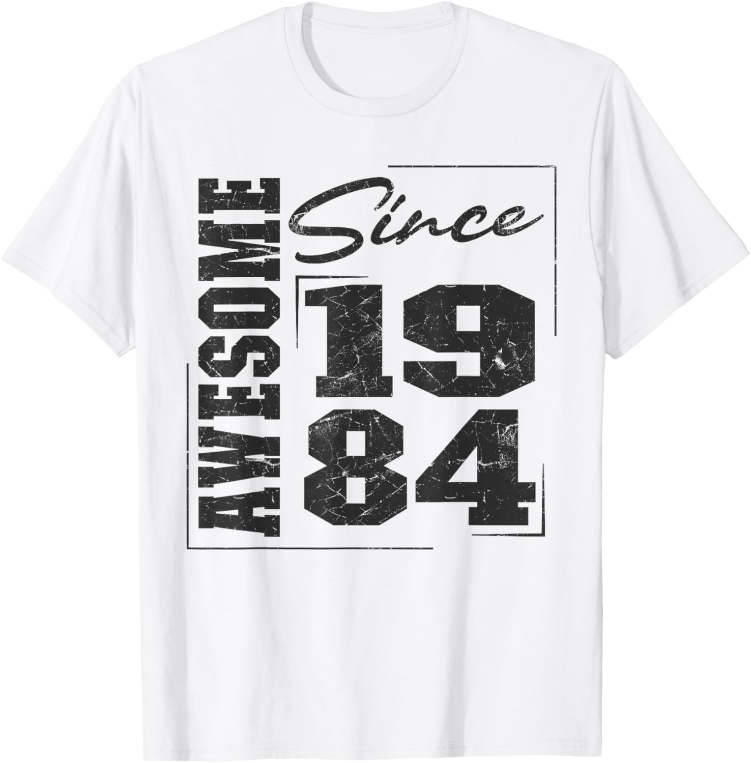 Born In 1984, Vintage Varsity Awesome Since 1984 Birthday T-Shirt - T-Shirt | White