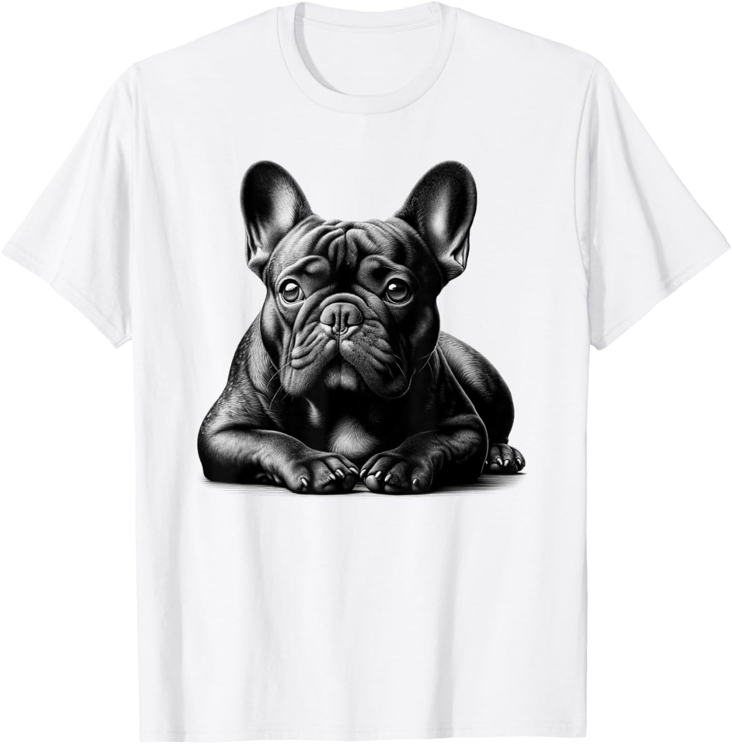 Cute French Bulldog in Lying Pose T-Shirt - T-Shirt | White