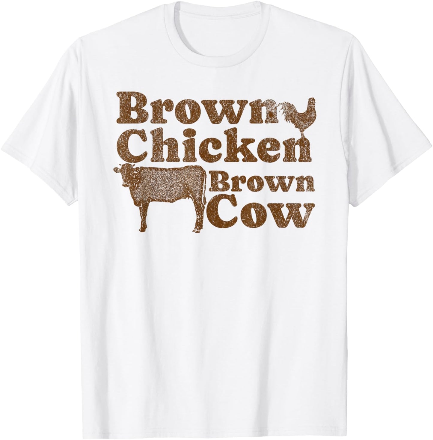 Brown Chicken Brown Cow 1970s Music Bow Chicka Wow Wow Joke T-Shirt - T-Shirt | White