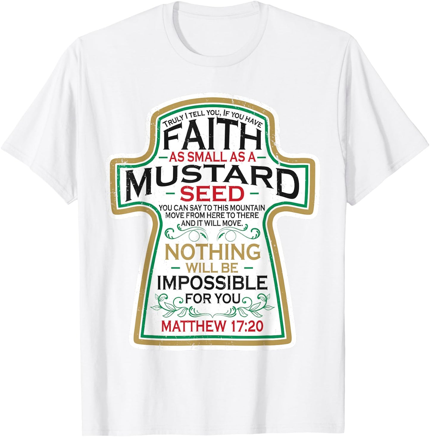 Mustard Seed Faith Christian Gifts - Mathew 17 20 Scripture T-Shirt - T-Shirt | White