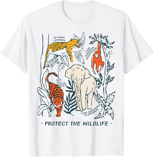 Protect The Wildlife Rescue Botanical Chart Endangered T-Shirt - T-Shirt | White