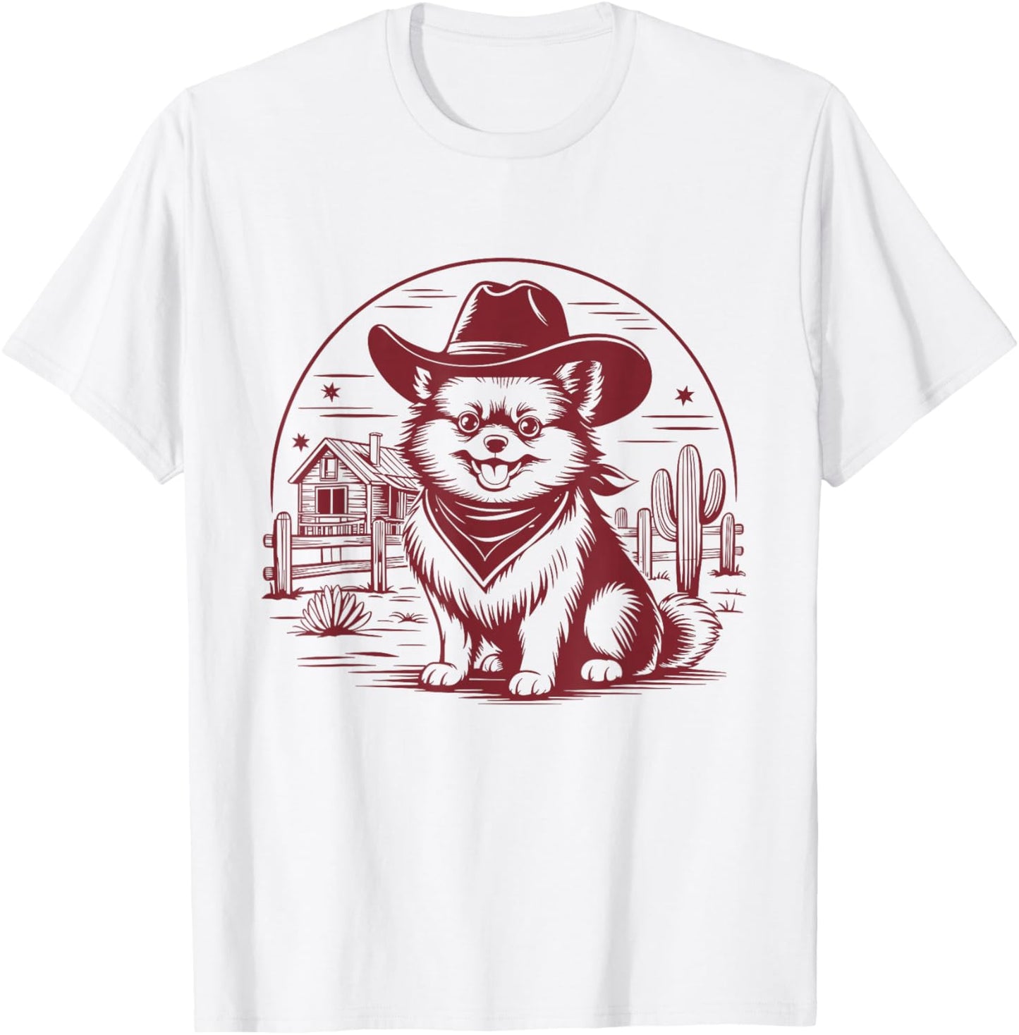 Pomeranian Cowboy UFO Vintage Pomeranian Western Dog Mom T-Shirt - T-Shirt | White