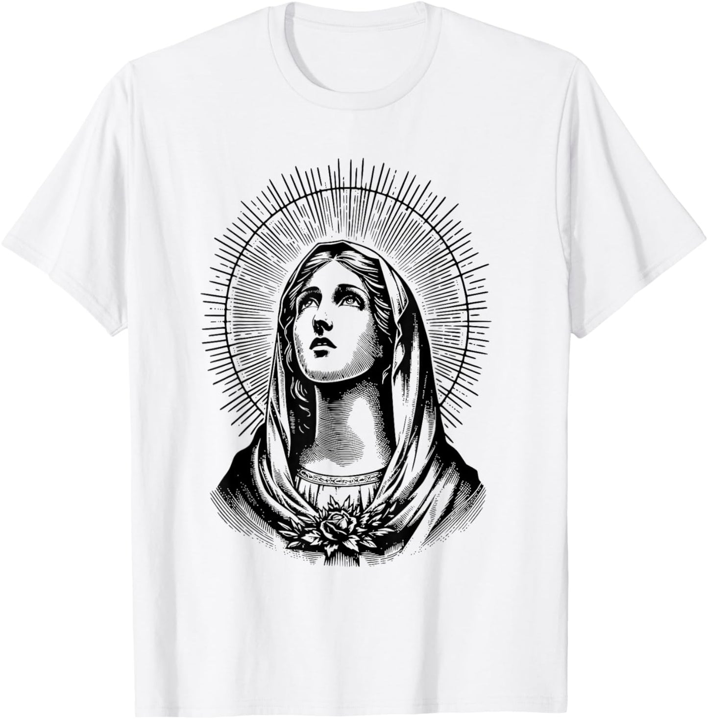 Tattoo Style Virgin Mary T-Shirt - T-Shirt | White