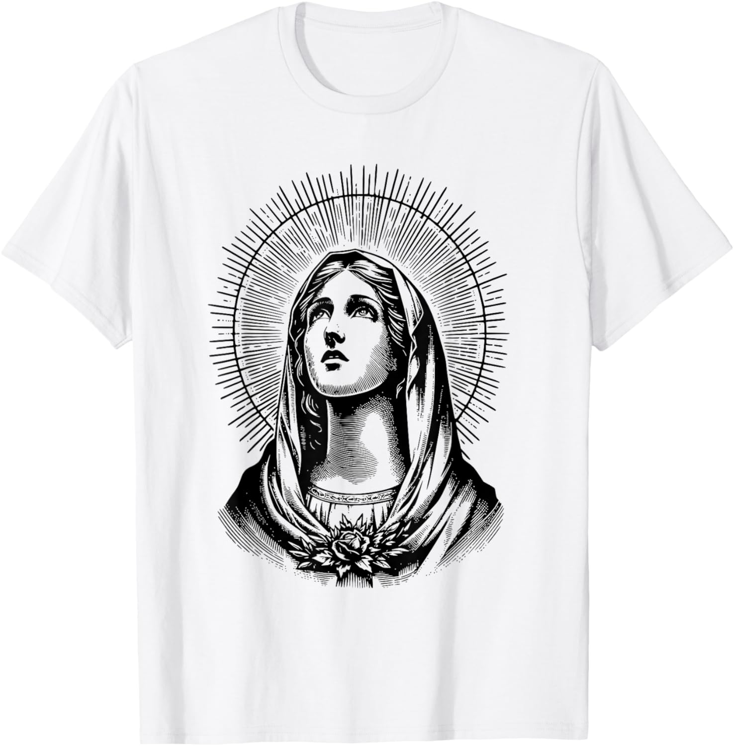 Tattoo Style Virgin Mary T-Shirt - T-Shirt | White