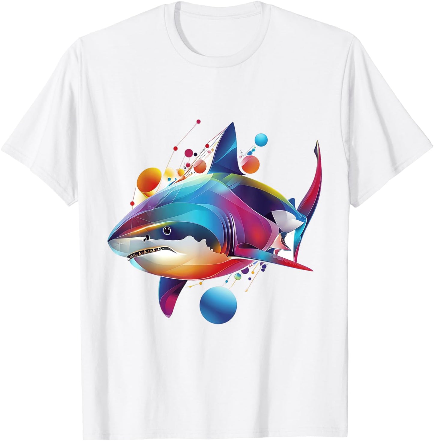 Shark Animal Print Motif Colorful Artwork Abstract Shark T-Shirt - T-Shirt | White