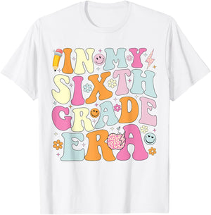 In My Sixth Grade Era Cool 6th Grade Teacher Back to School Men Women Girls Kids T-Shirt - T-Shirt | White