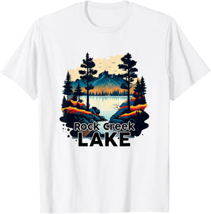 Rock Creek Lake Retro Minimalist Lake Rock Creek T-Shirt - T-Shirt | White