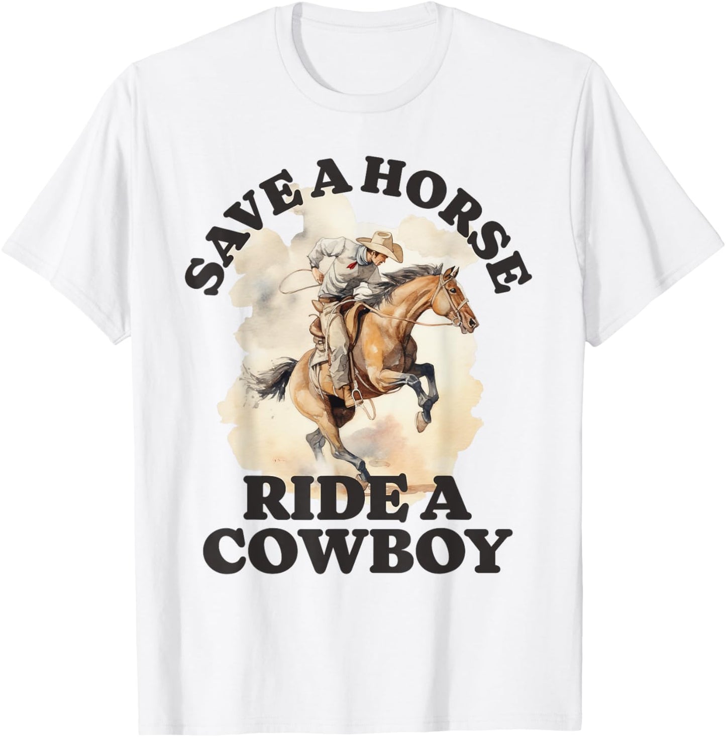 Funny Cowboy Cowgirl Save a Horse Ride a Cowboy Vintage T-Shirt - T-Shirt | White