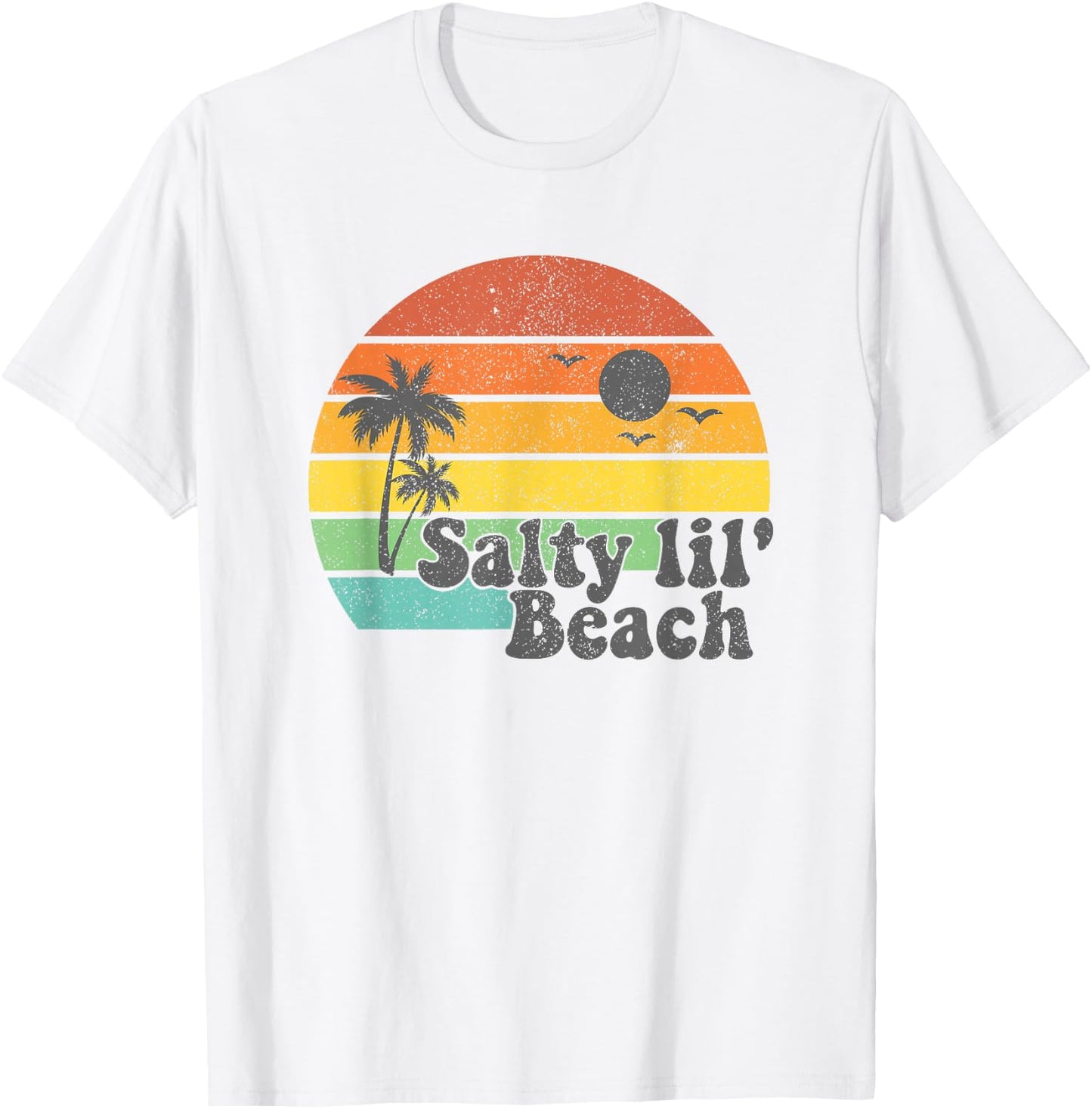 Salty Lil Beach Retro Vacation Funny Summer Quote Women Gift T-Shirt - T-Shirt | White