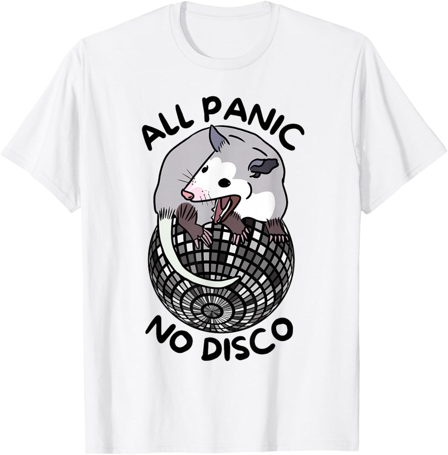 Opossum All Panic No Disco Funny Screaming Street Trash Cat T-Shirt - T-Shirt | White