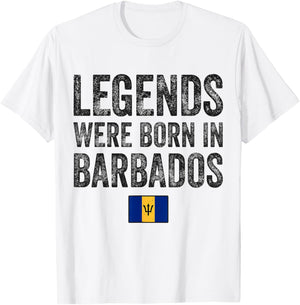 Legends Were Born In Barbados Barbadian Flag Pride Roots T-Shirt - T-Shirt | White