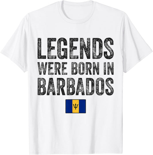 Legends Were Born In Barbados Barbadian Flag Pride Roots T-Shirt - T-Shirt | White