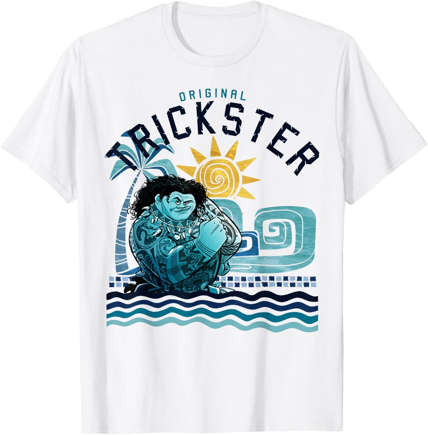 Disney Moana Maui Original Trickster Blue Gradient Portrait Small T-Shirt - T-Shirt | White