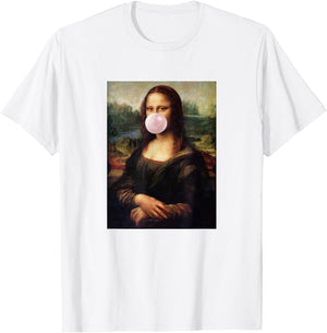 Mona Lisa Mona Lisa Bubblegum Bubble Mona Lisa T-Shirt - T-Shirt | White