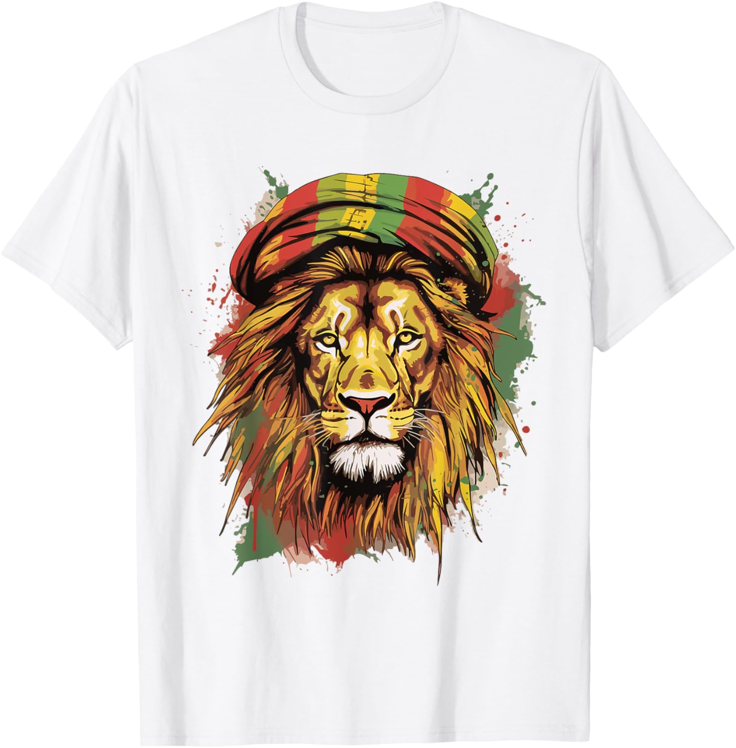 Jamaican Lion Jamaican Rasta Flag Lion Of Judah Reggae Music T-Shirt - T-Shirt | White