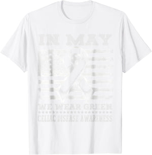 In May We Wear Green for Celiac Disease Awareness Month T-Shirt - T-Shirt | White