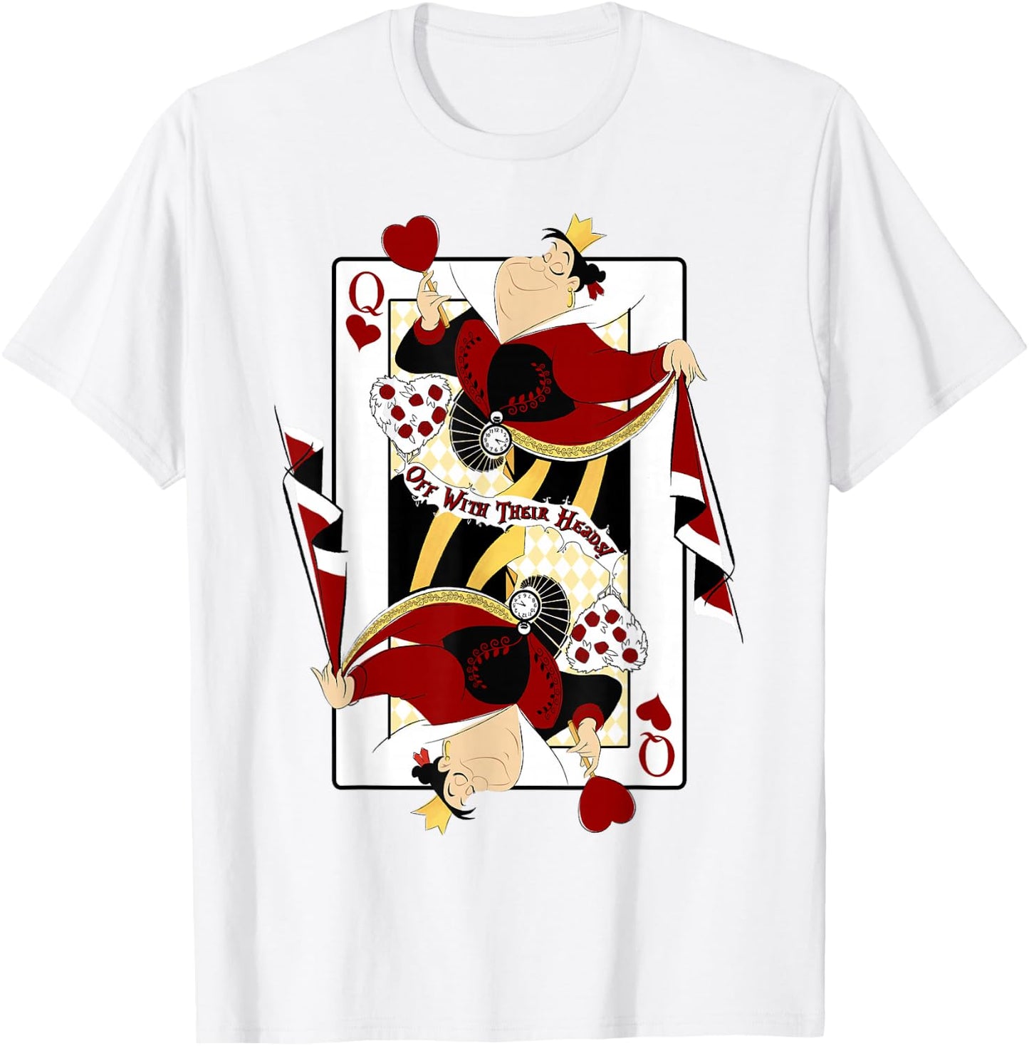 Disney Alice in Wonderland Queen of Hearts Playing Card Small T-Shirt - T-Shirt | White
