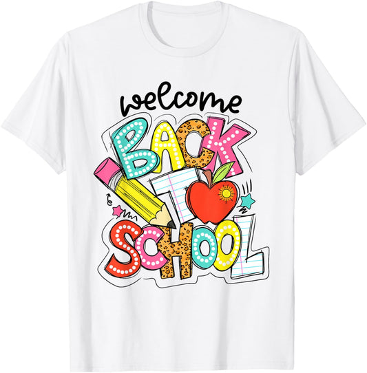 Retro Welcome Back to School Teacher Appreciation Boys Girls T-Shirt - T-Shirt | White