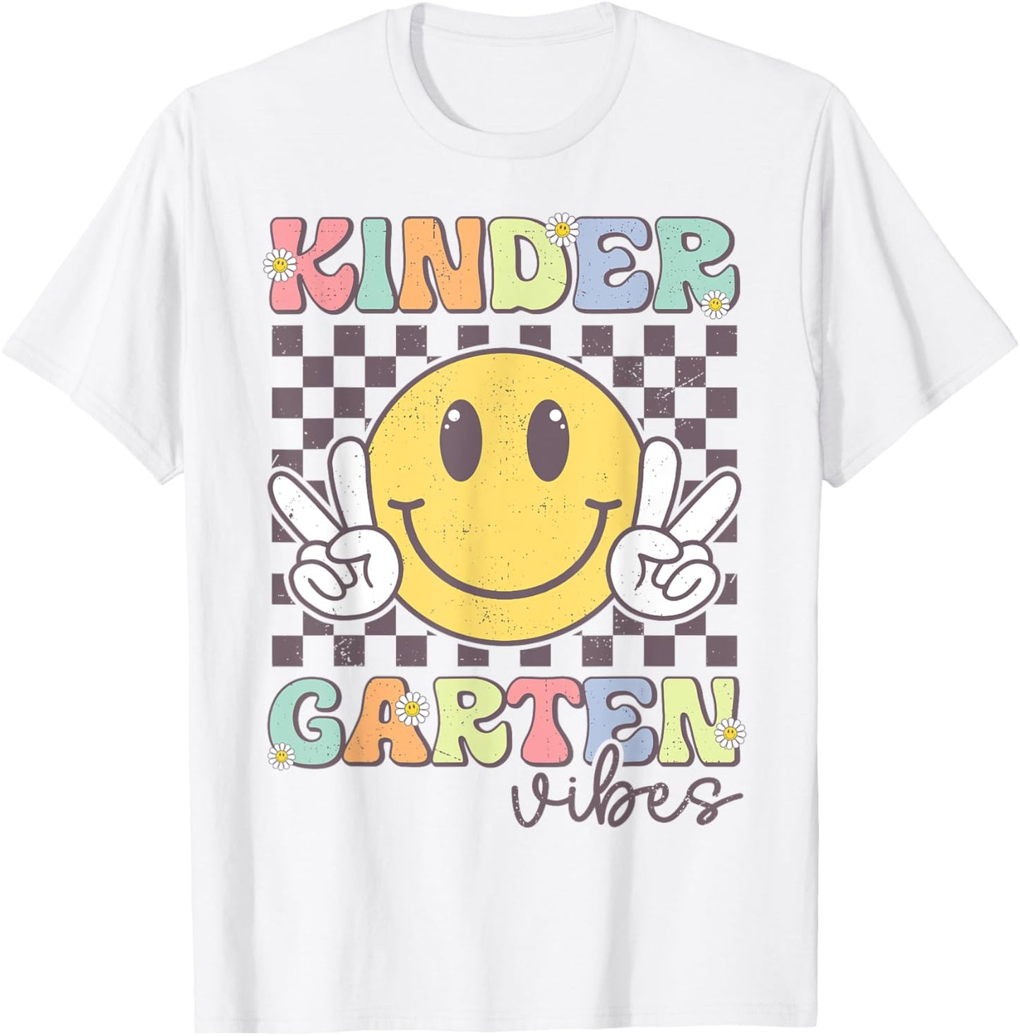 Kindergarten Vibes Smile Face Back To School Teachers Kids T-Shirt - T-Shirt | White