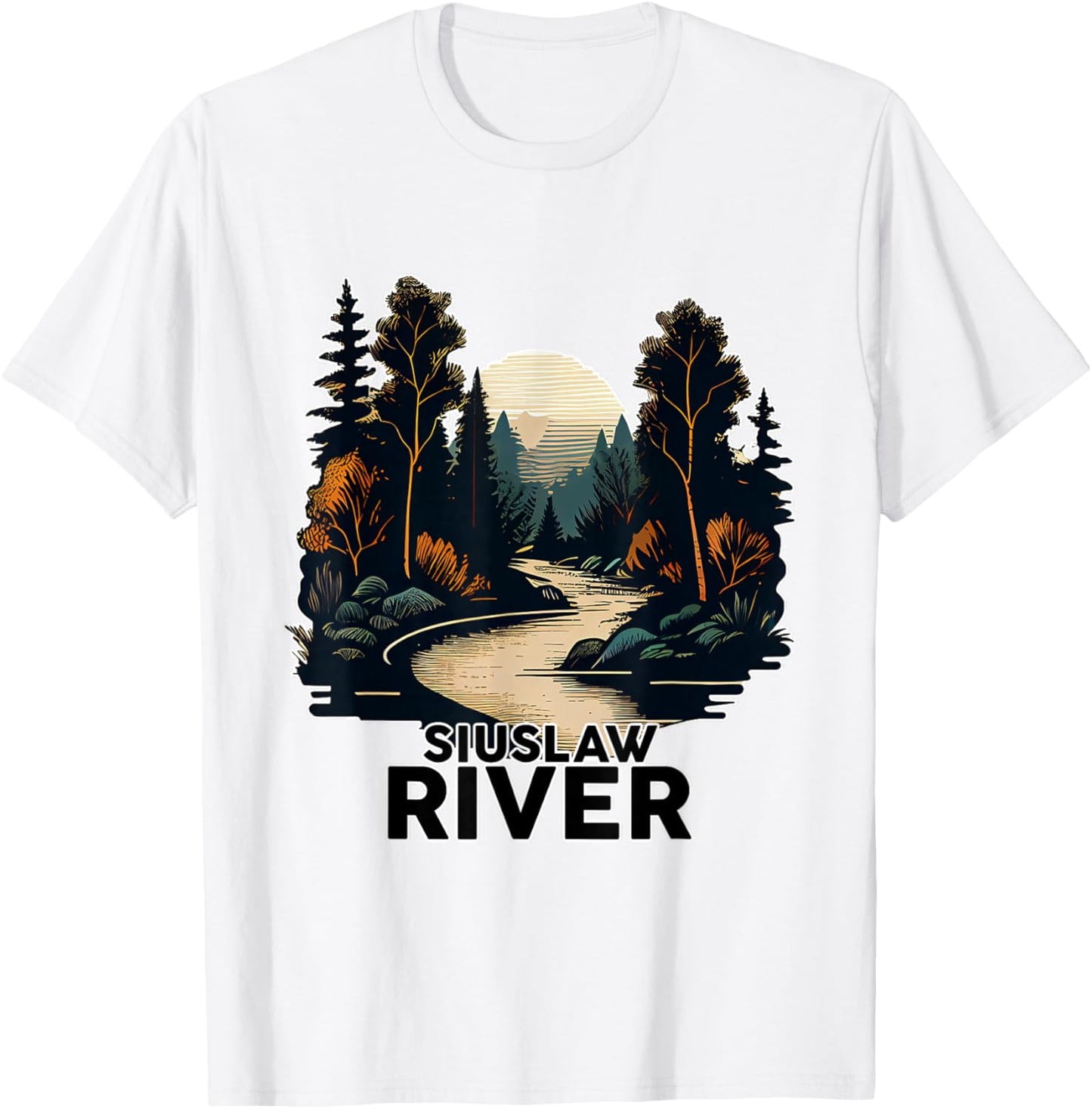 Siuslaw River Retro Minimalist River Siuslaw T-Shirt - T-Shirt | White
