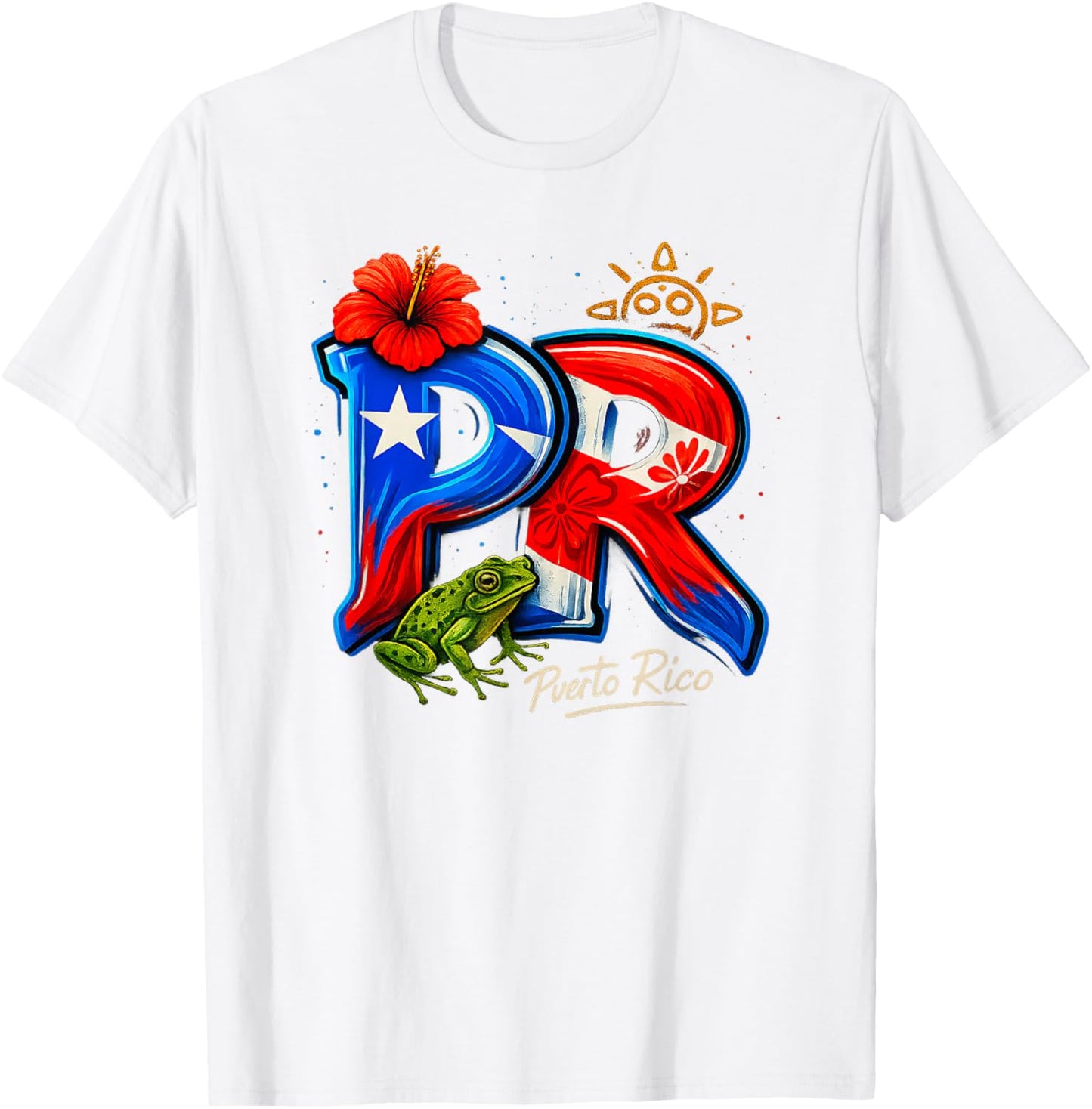 Puerto Rico PR Hibiscus Coqui Frog Rican Heritage Culture T-Shirt - T-Shirt | White