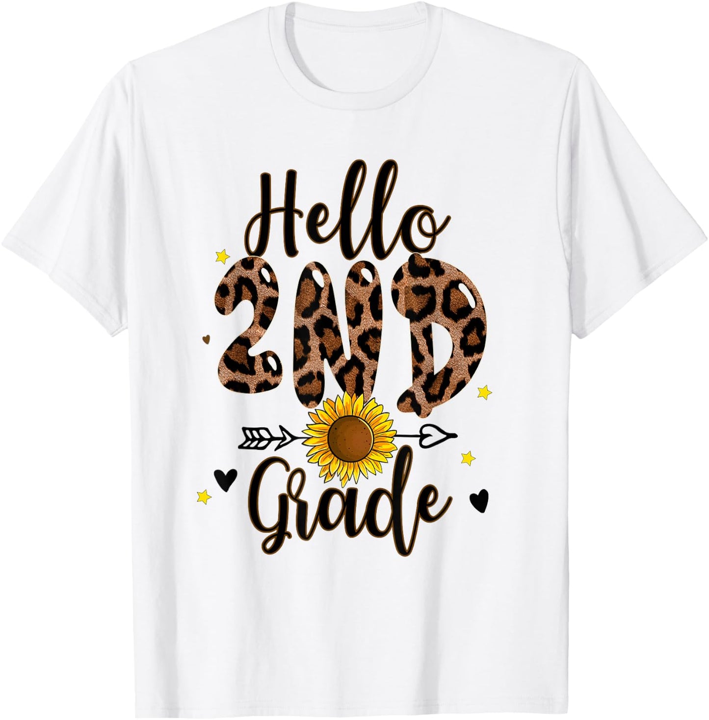 2nd Grade 1st Day of School Teacher Leopard Print Sunflower Women Kids T-Shirt - T-Shirt | White