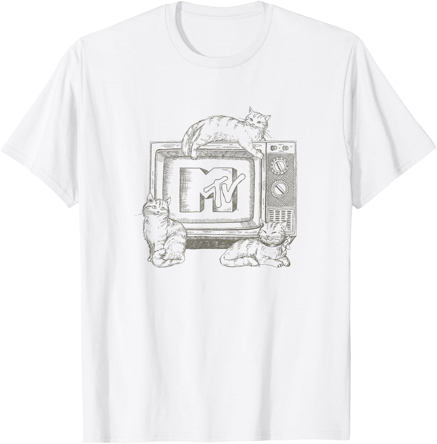 MTV Cats Lounging on TV MTV Logo T-Shirt - T-Shirt | White
