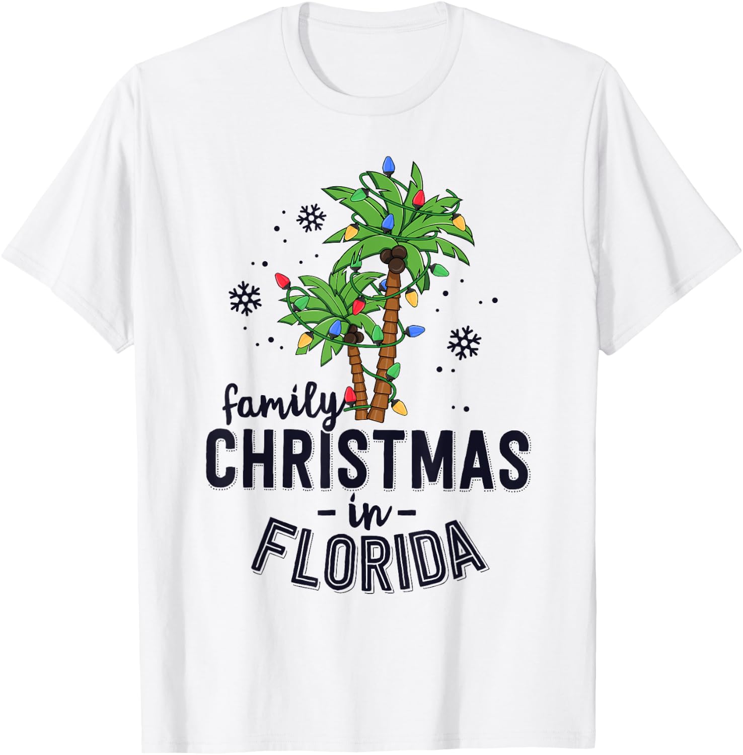 Family Christmas In Florida Palm Trees Xmas Beach Vacation T-Shirt - T-Shirt | White