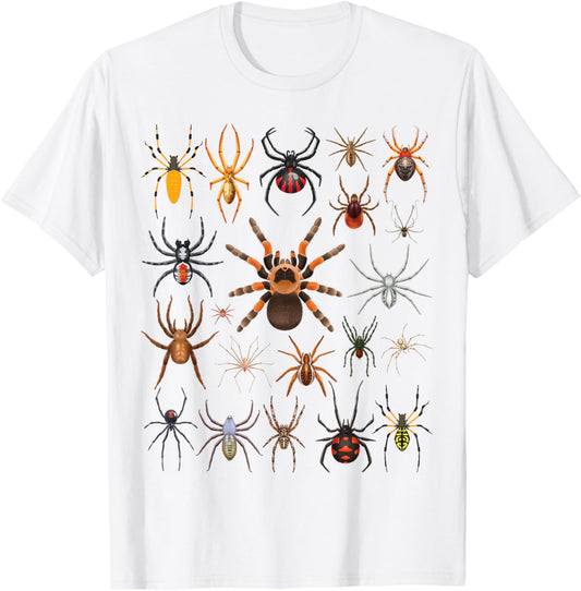 Types of Spiders Educational Entomology Boys Girls Kids T-Shirt - T-Shirt | White