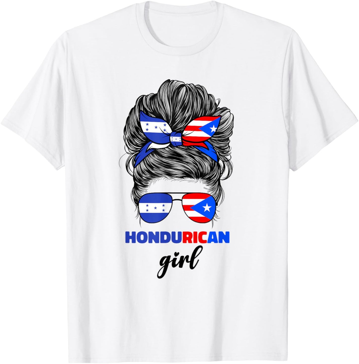Half Honduran And Puerto Rican Rico Honduras Flag Girl Mix T-Shirt - T-Shirt | White