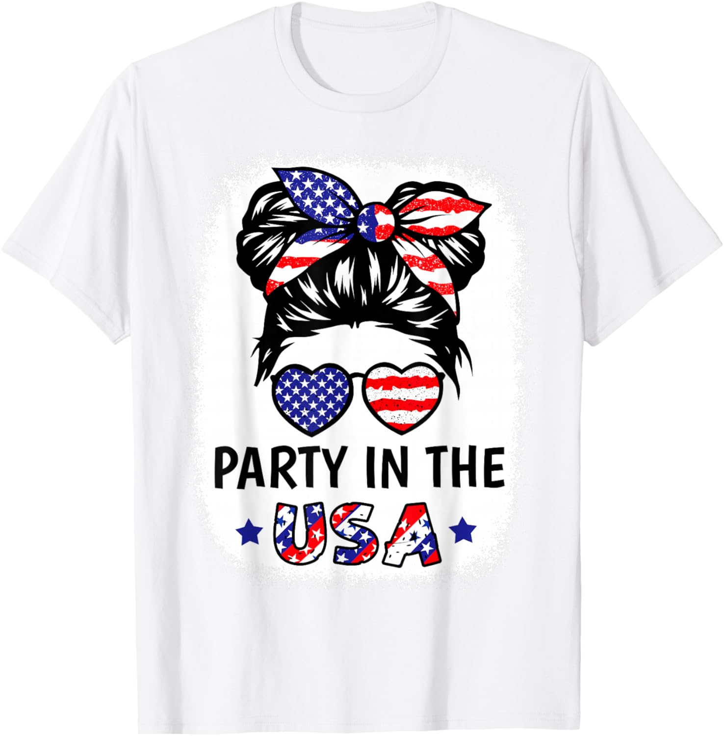 Party in USA Shirt Girl American Flag Patriotic 4th of July T-Shirt - T-Shirt | White