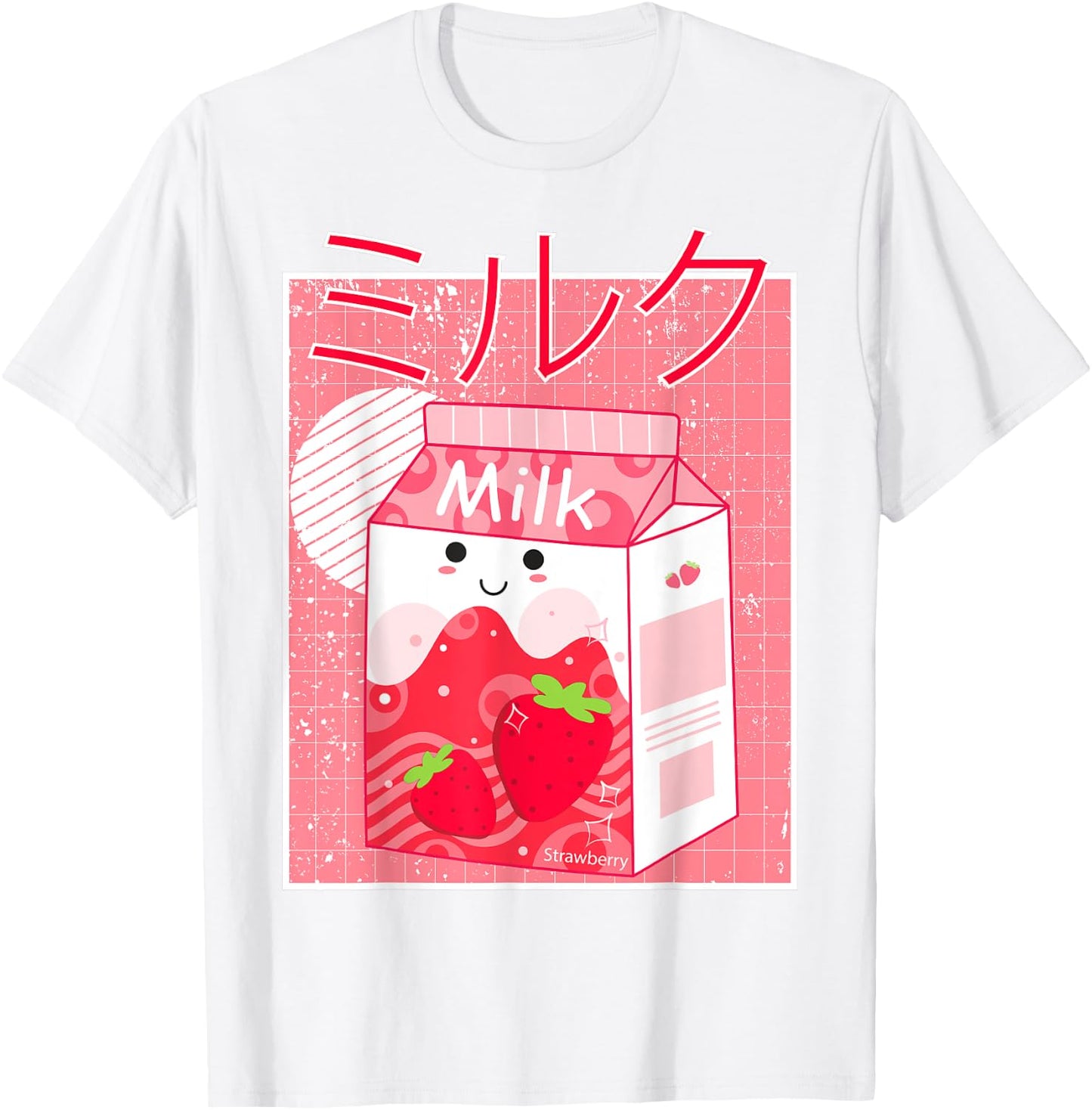 Pink Strawberry Milk Shake Kawaii pastel Goth Japanese 90's T-Shirt - T-Shirt | White
