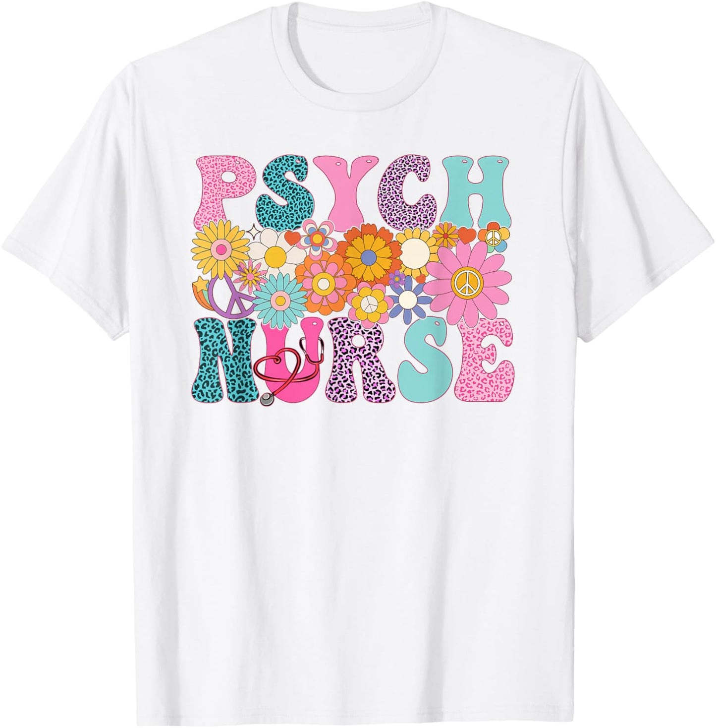 Psych Nurse Week Groovy Leopard Appreciation Day T-Shirt - T-Shirt | White