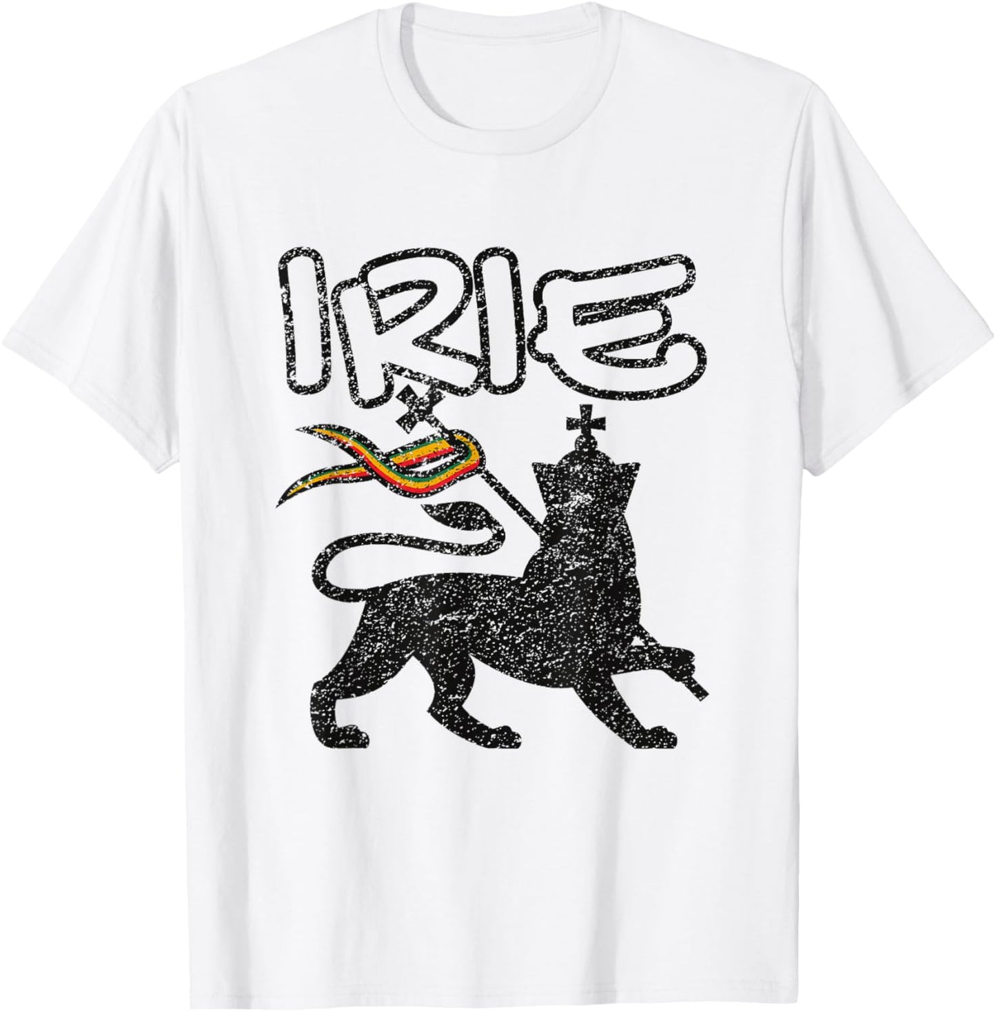 Irie Lion Of Judah Distressed Retro Vintage Reggae T-Shirt - T-Shirt | White