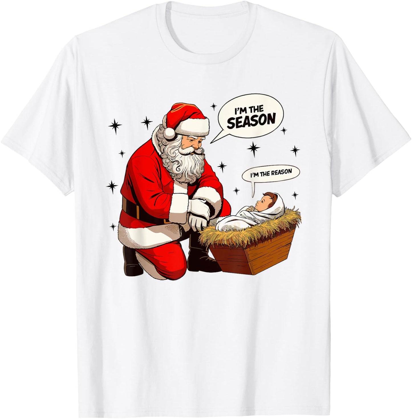 Christmas Jesus Is The Reason For The Season Christian Santa T-Shirt - T-Shirt | White