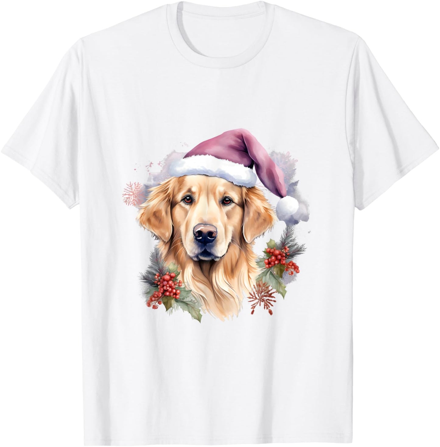 Golden Retriever Lavender Christmas Winter Dog T-Shirt - T-Shirt | White