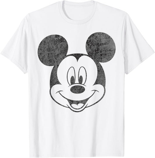 Disney Mickey Mouse Black and White Portrait T-Shirt - T-Shirt | White