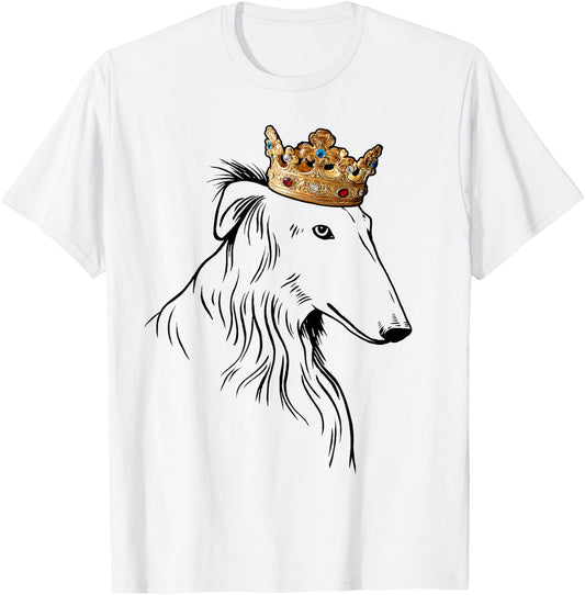 Barsoi Dog Wearing a Crown T-Shirt - T-Shirt | White