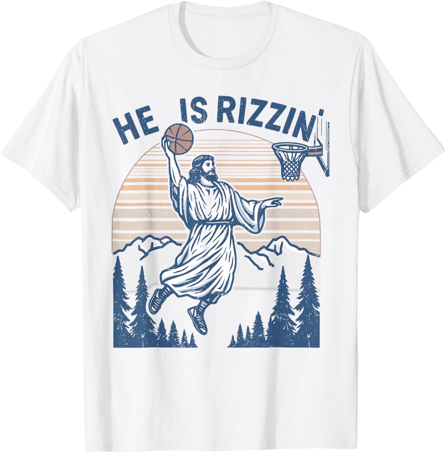 He is Risen Funny Easter Jesus Playing Basketball Women T-Shirt - T-Shirt | White