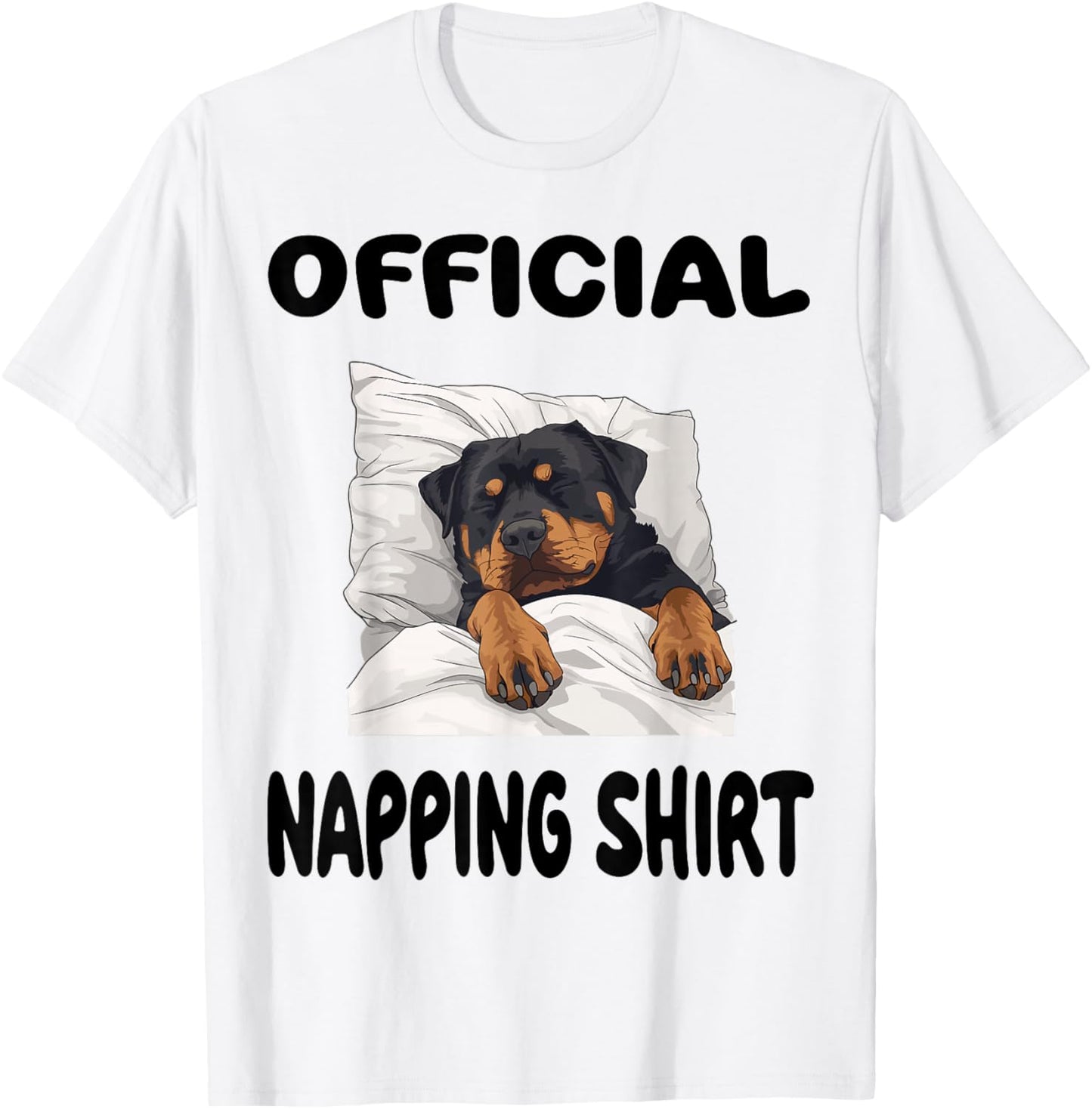 Rottweiler Rottie Dog Pajamas Nightgown Official Napping T-Shirt - T-Shirt | White