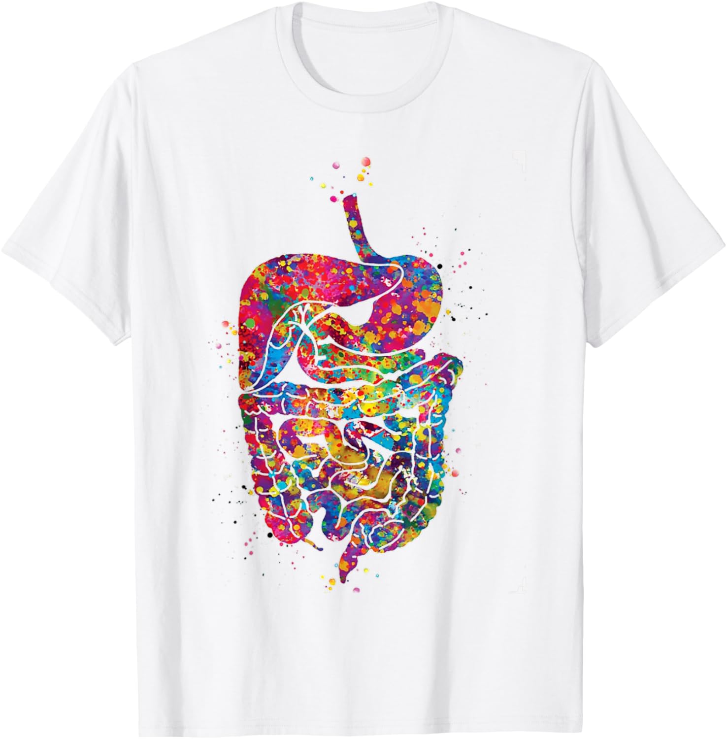 Digestive System Watercolor Human Organs Gastrointestinal T-Shirt - T-Shirt | White