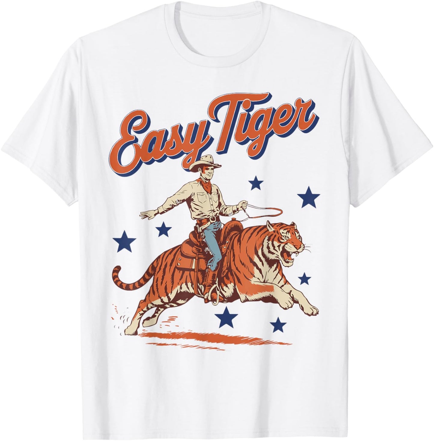 Vintage Easy Tiger Cowboy Western Country Cute Rodeo T-Shirt - T-Shirt | White