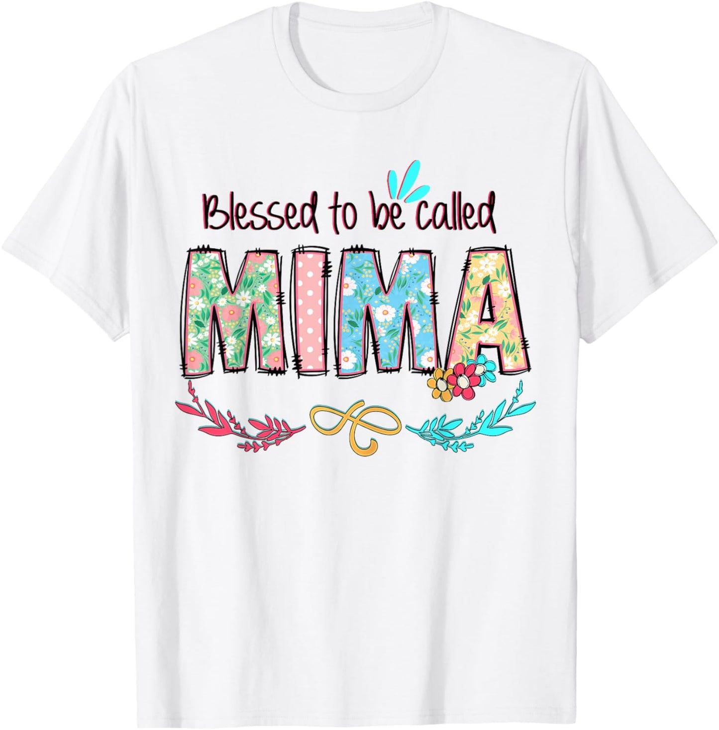 Blessed to Be Called Mima Floral Mother's Day T-Shirt - T-Shirt | White