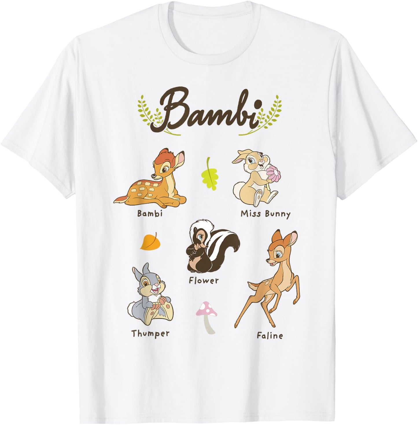 Disney Bambi Vintage Movie Characters Textbook Display T-Shirt - T-Shirt | White