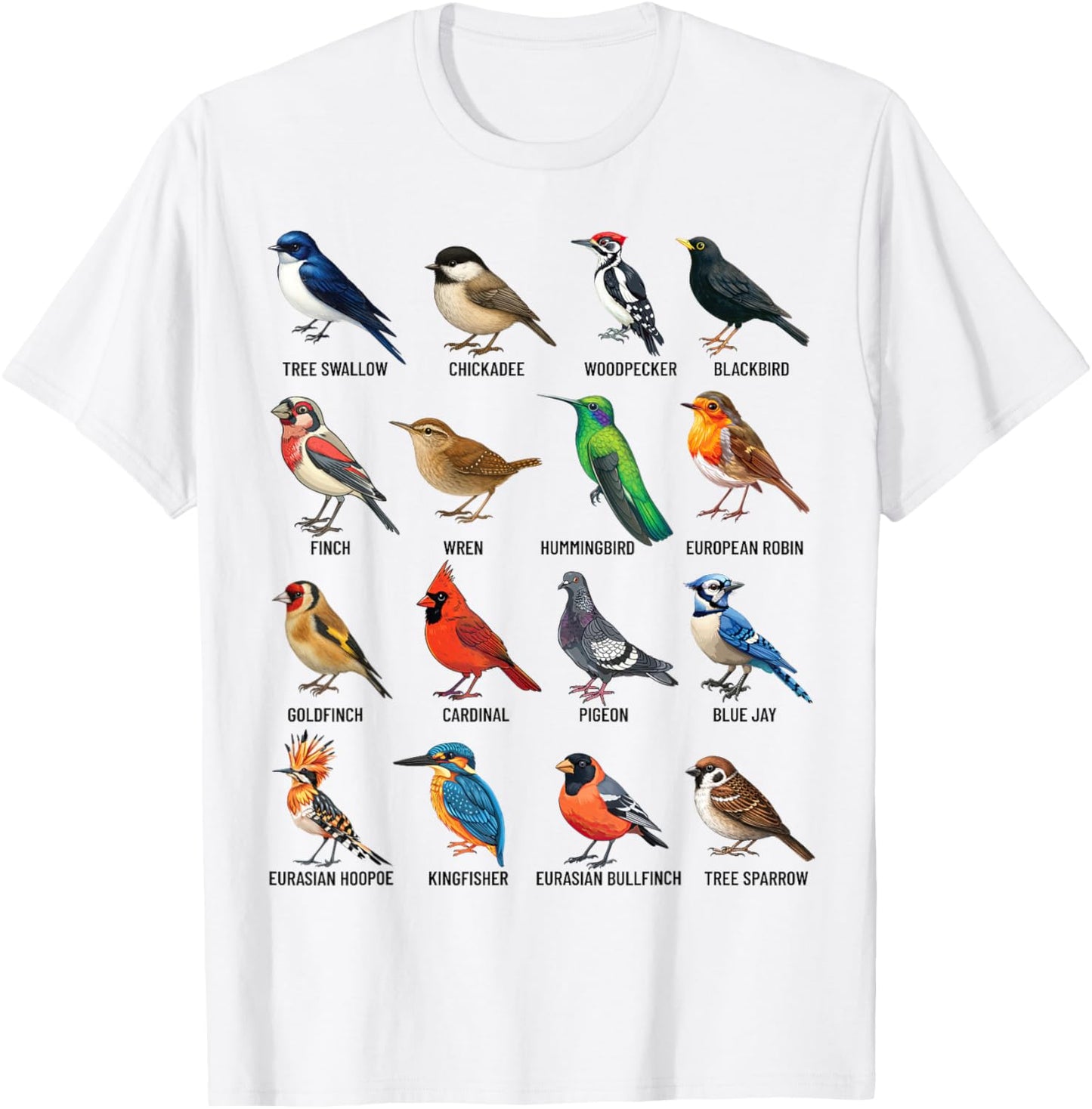 Garden Birds Ornithology Nature Educational Boys Girls Kids T-Shirt - T-Shirt | White