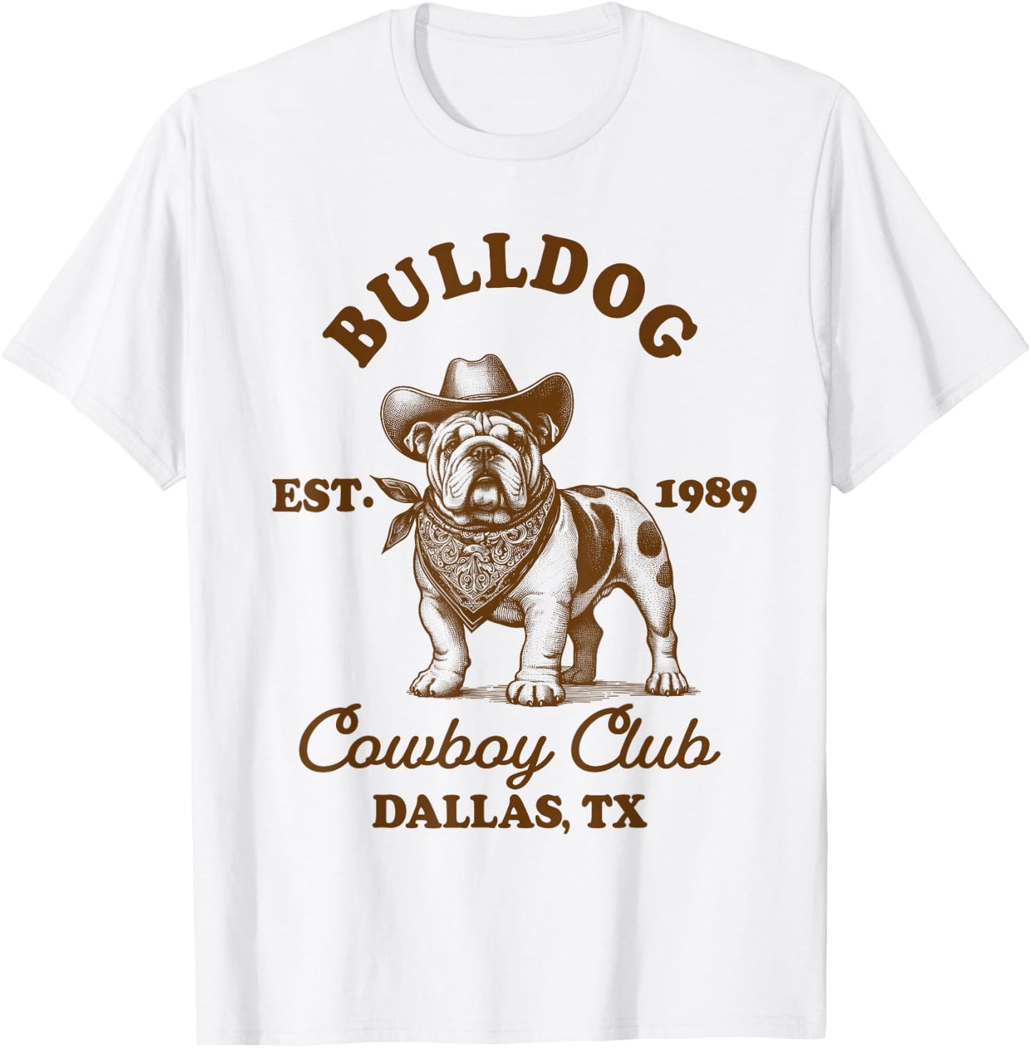English Bulldog Mom Western Howdy Bulldog Cowboys Club T-Shirt - T-Shirt | White